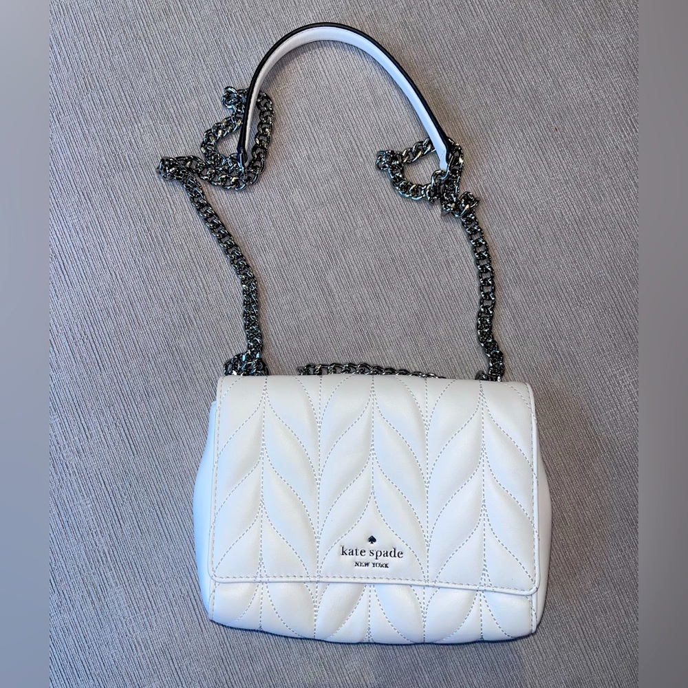kate spade White Quilted Leather Chain Shoulder Bag